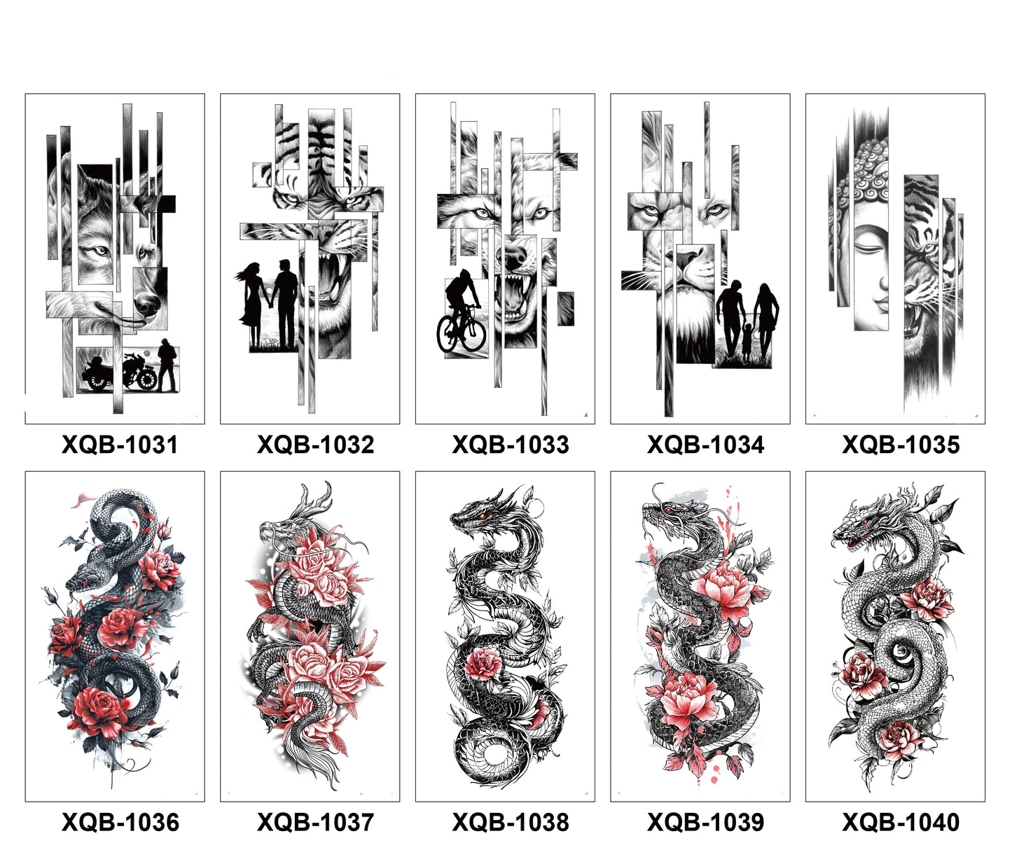 10 Sheets Art Waterproof Half Arm Temporary Tatto