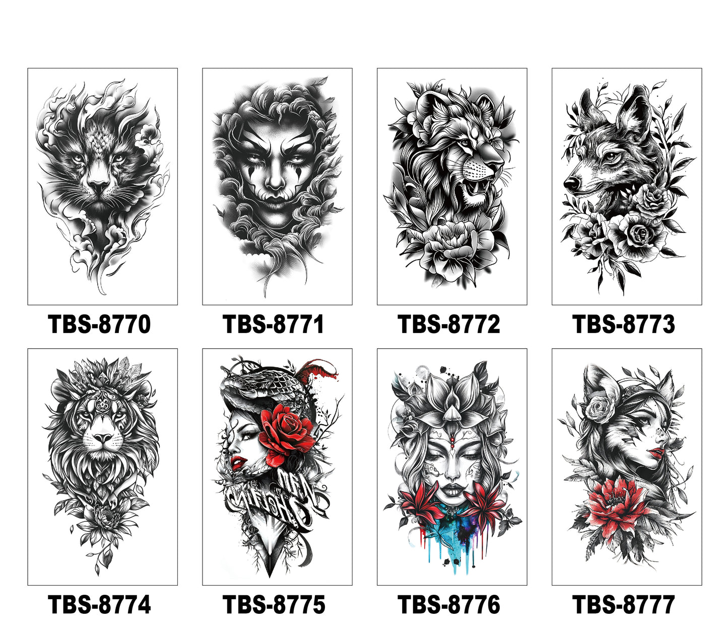 8 Sheets Art Waterproof Half Arm Temporary Tatto