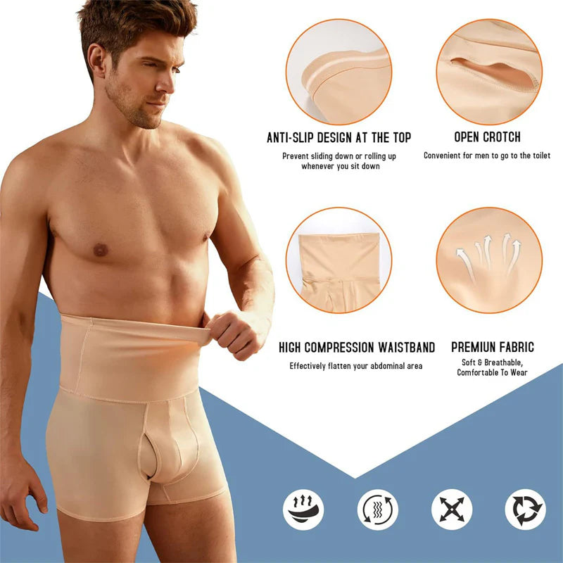 ⏳Time-limited Special⏰Men's Compression Shorts - High Waist Tummy Control & Sweat-Wicking