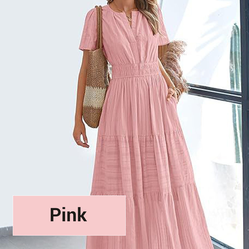 đź’•HOT SALE 55% OFFđź’•Women's Boho Chic Smocked Waist Maxi Dress