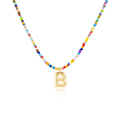 🌈 Letter Beaded Necklace for Women🔤A-Z