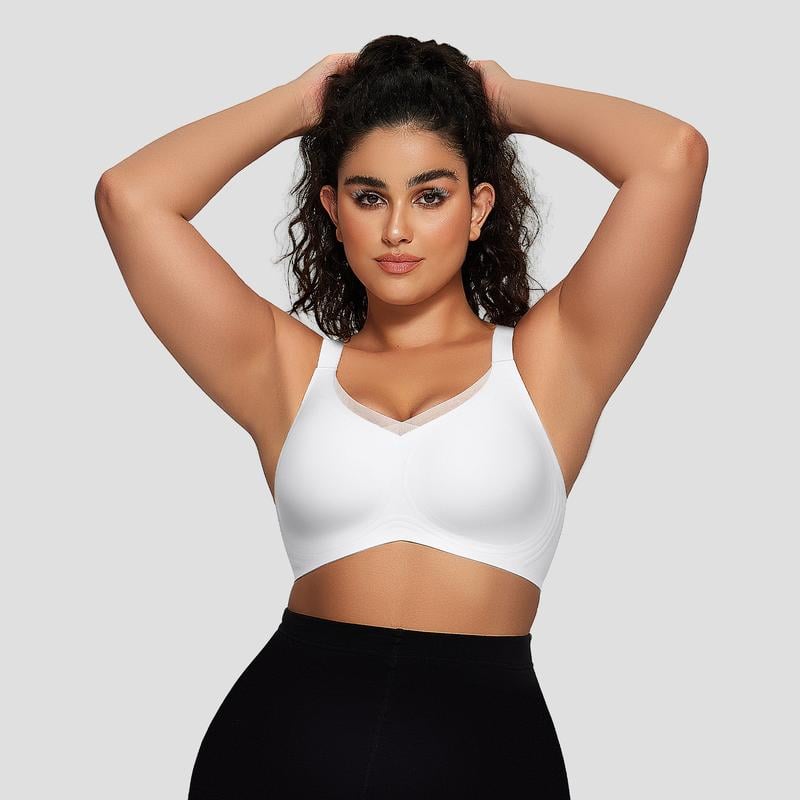 🎉🏆️Women Wireless V Neck Crossover Mesh Bras Comfortable Bralette Supportive Tshirt Bra No Underwire Seamless Push Up Everyday Bras