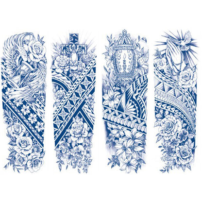 4 Sheets Cross Tribe Semi Permanent Full Arm Sleeves Tattoo