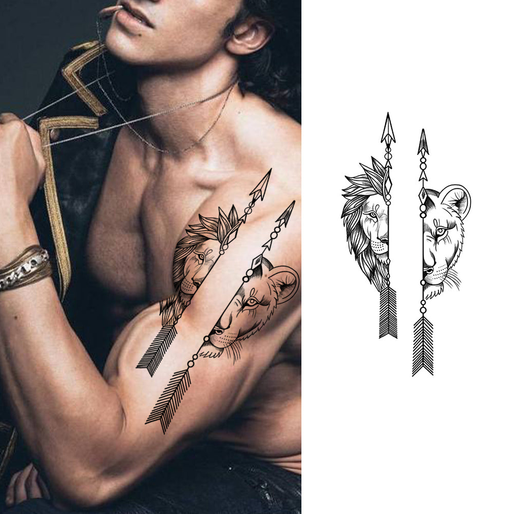 10 Sheets Art Compass Waterproof Half Arm Temporary Tattoo