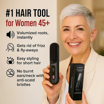 🔥NEW YEAR SALE £13.99!!⚡50K+ SOLD!💁‍♀️Wireless Ceramic Heating Hair Straightening Hairbrush