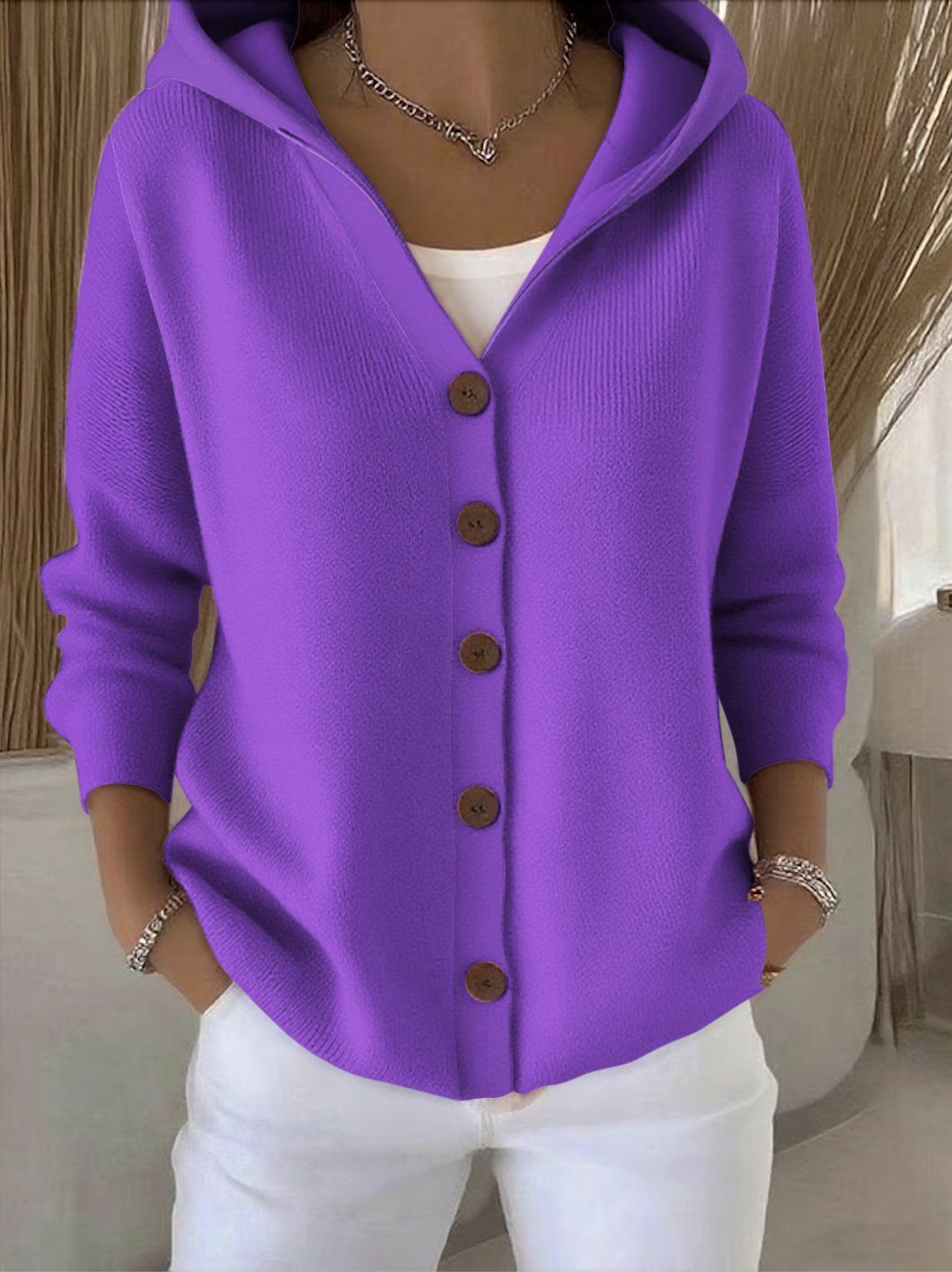 🎉This week's Special Sales - 50% OFF✨Women Cotton Plain Long Sleeve Comfy Casual Cardigan