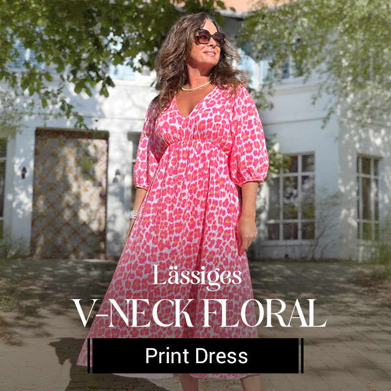 🎨 Women's V-Neck Printed Dress – Brushstrokes of Summer🌺