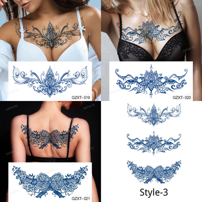 3 Sheets Semi-Permanent Tattoos Body Chest Thigh