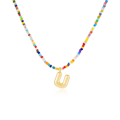 🌈 Letter Beaded Necklace for Women🔤A-Z