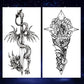 8 Sheets Black Arrow Compass Feather Dragon Anchor Sword Snake Tree Flower Temporary Tattoos for Arm