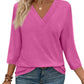 NEW🔥 Women's V Neck 3/4 Long Sleeve  Loose Fit  Tops