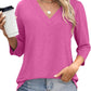 NEW🔥 Women's V Neck 3/4 Long Sleeve  Loose Fit  Tops