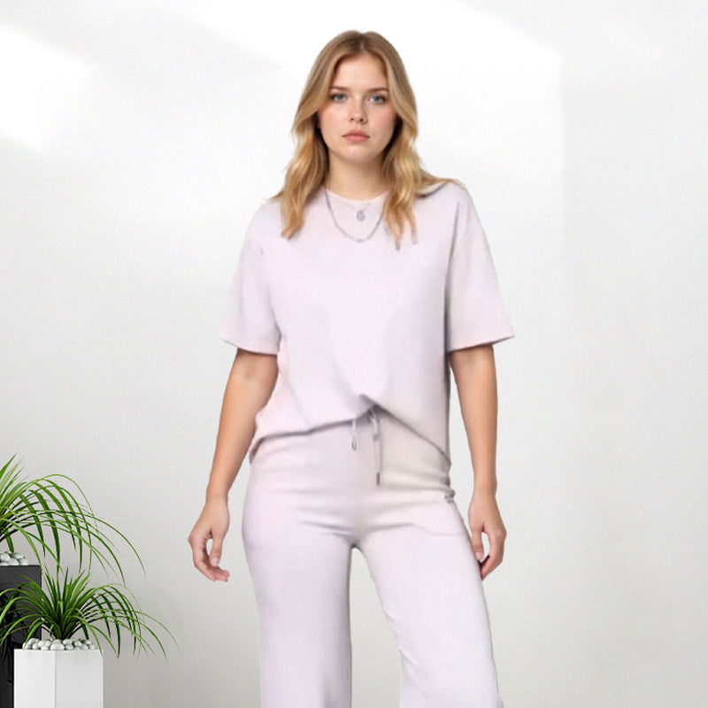 🌸New Arrival 49%OFF💖 ✨Trending Now ✨Chic Women's Solid Short-Sleeve Tops ＆ Pants Two-Piece Set