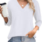 NEW🔥 Women's V Neck 3/4 Long Sleeve  Loose Fit  Tops