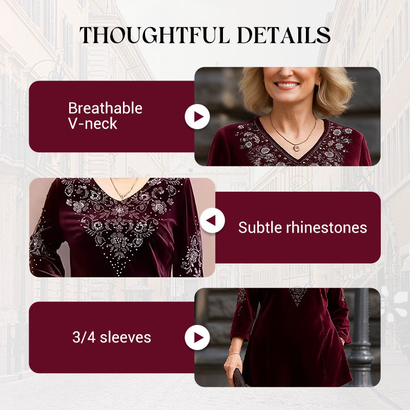 ⏳Time-limited Special⏰Women's Velvet Rhinestone Top & Pants Set