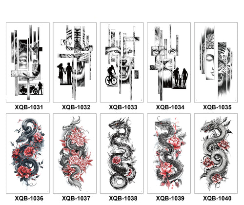 10 Sheets Art Waterproof Half Arm Temporary Tatto