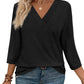 NEW🔥 Women's V Neck 3/4 Long Sleeve  Loose Fit  Tops