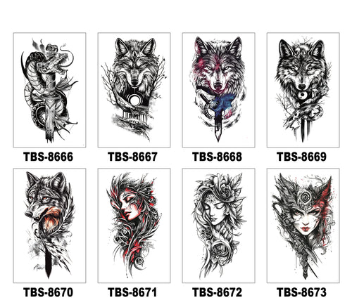 8 Sheets Art Waterproof Half Arm Temporary Tatto