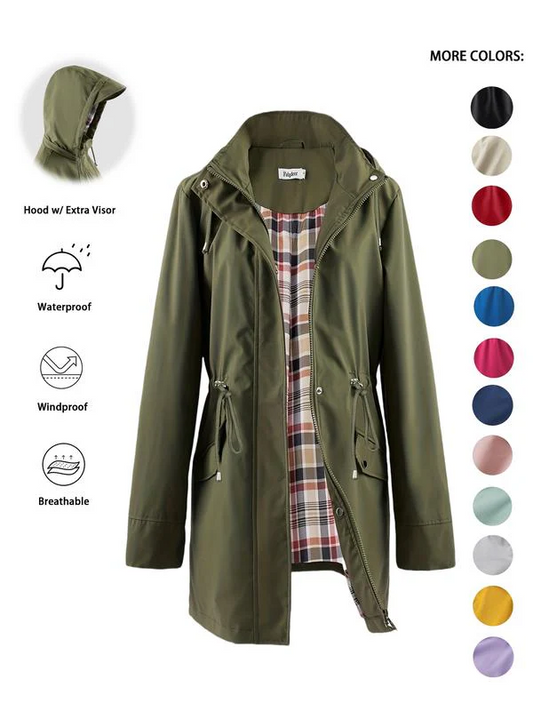 Women Waterproof Long Hooded Trench Coats