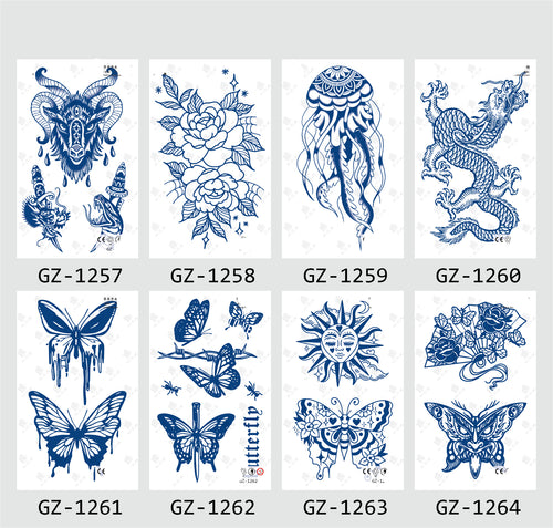 8 Sheets Semi-Permanent Tattoo Half Arm (18*11CM)