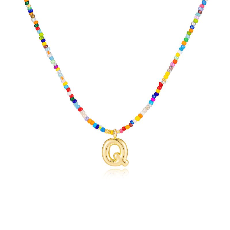 🌈 Letter Beaded Necklace for Women🔤A-Z