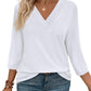 NEW🔥 Women's V Neck 3/4 Long Sleeve  Loose Fit  Tops