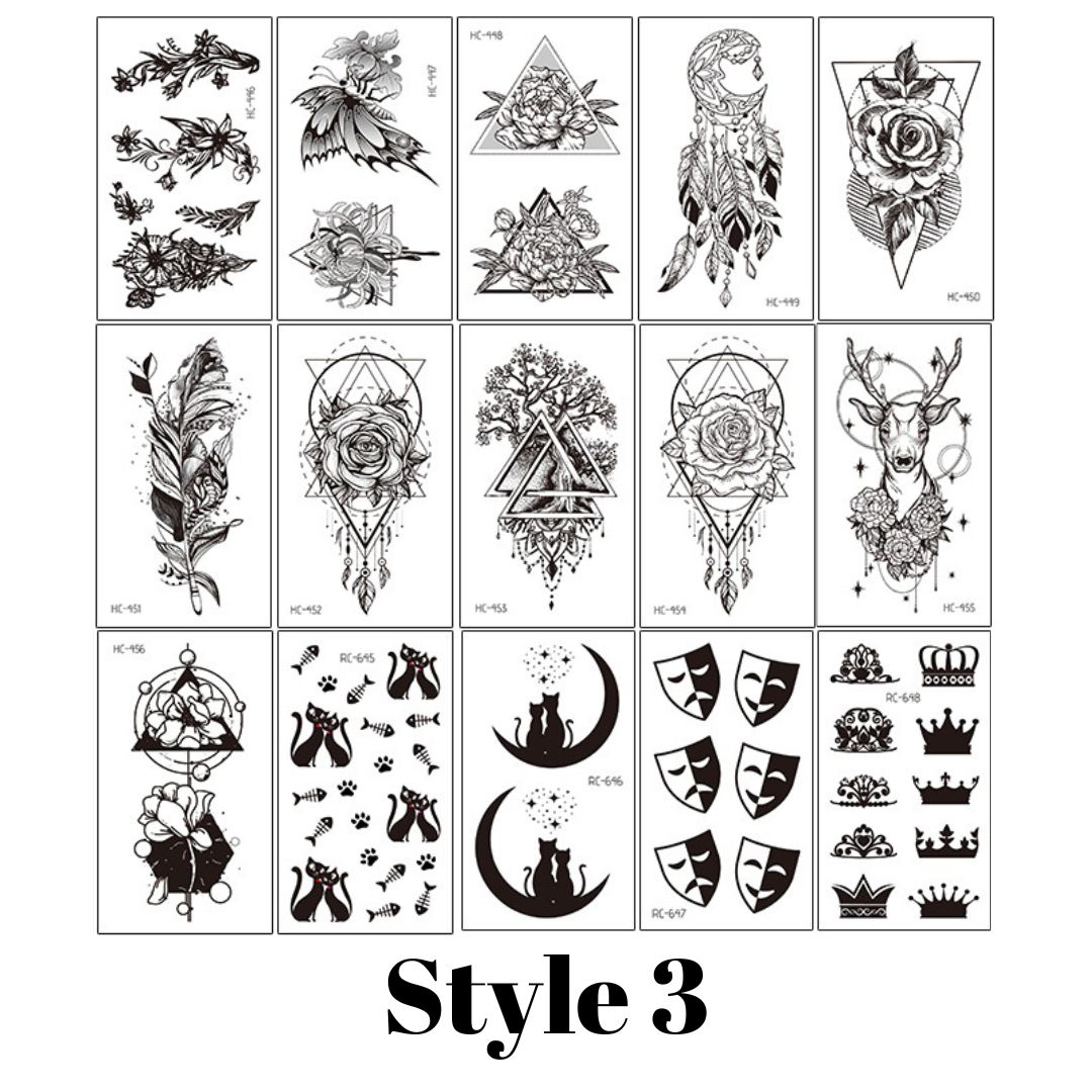 15 Sheets Small hand finger Temporary Tattoo