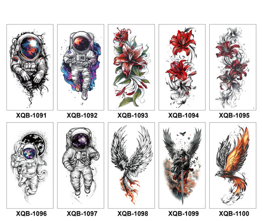 10 Sheets Art Waterproof Half Arm Temporary Tatto