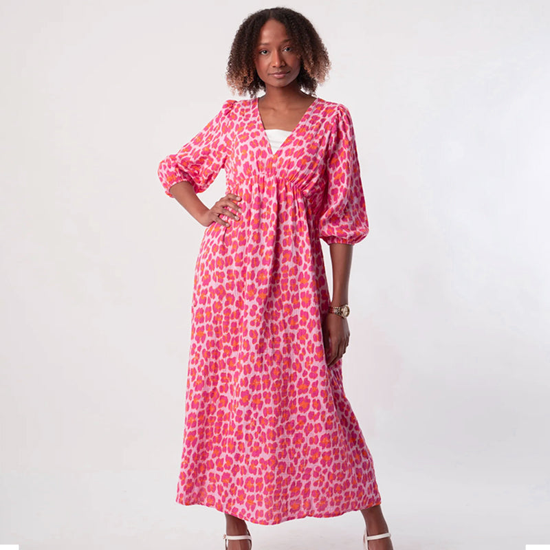 🎨 Women's V-Neck Printed Dress – Brushstrokes of Summer🌺