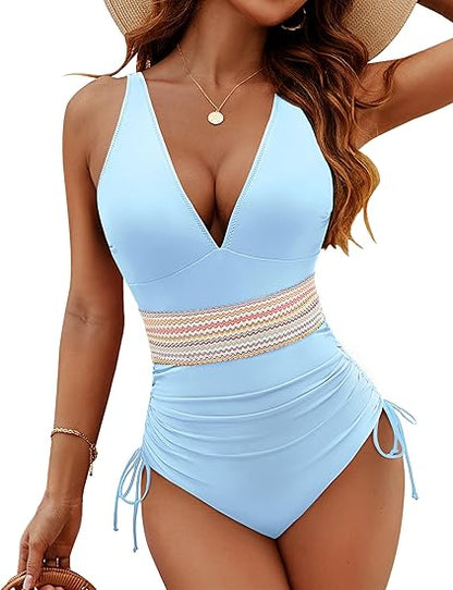 💃Pre-Summer Sale 49% OFF💃Tummy Control One Piece Drawstring Swimsuits