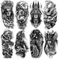 8 Sheets Waterproof Arm Leg Fake Temporary Tattoo - Indian Skull Snake Egypt Anubis Flower Compass Prajna Greek Myth Soldier