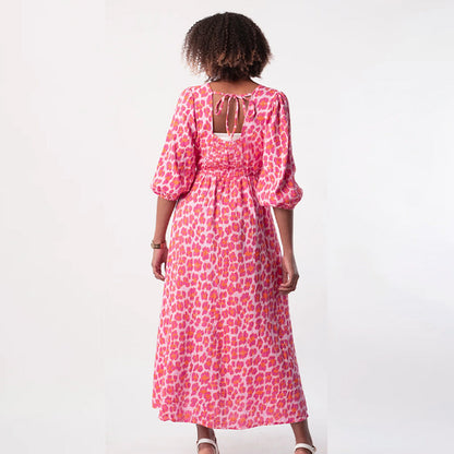 🎨 Women's V-Neck Printed Dress – Brushstrokes of Summer🌺