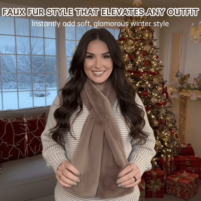 🎅Christmas Special Deals £10.99!!⚡50K+ SOLD!🧣Ultra-Soft Faux Fur Pull-Through Scarf with Secret Zipper Pocket