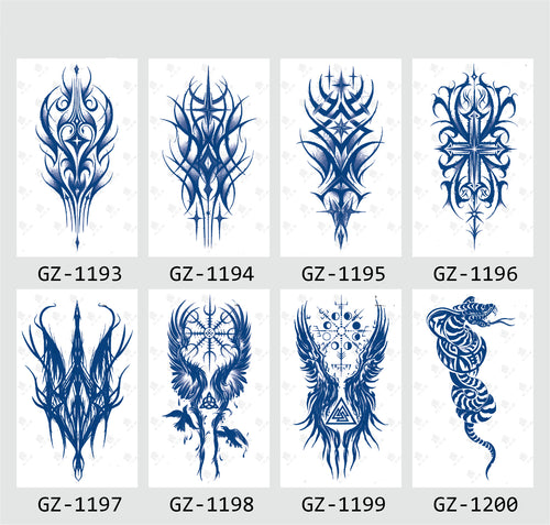 8 Sheets Semi-Permanent Tattoo Half Arm (18*11CM)