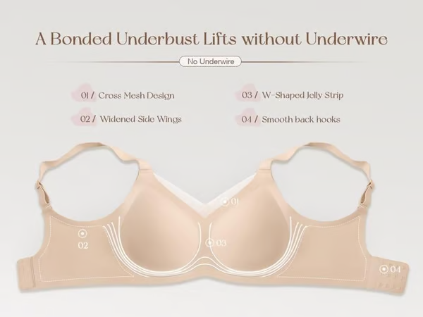 🎉🏆️Women Wireless V Neck Crossover Mesh Bras Comfortable Bralette Supportive Tshirt Bra No Underwire Seamless Push Up Everyday Bras