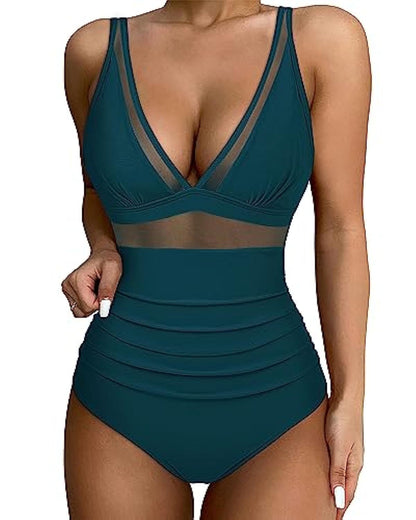 💥Last Day Special Sale 49% OFF💃Women's Mesh Ruched One-piece Swimsuit