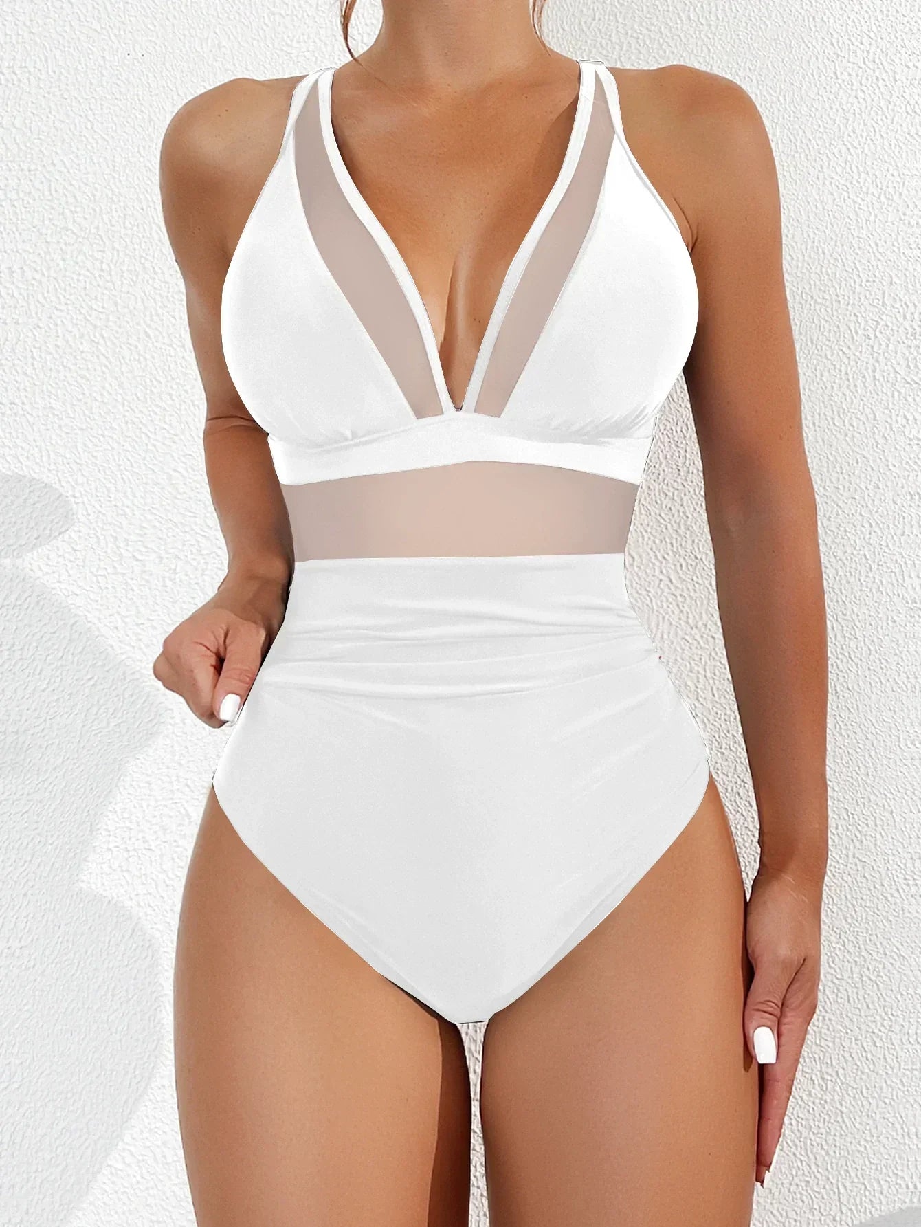 💥Last Day Special Sale 49% OFF💃Women's Mesh Ruched One-piece Swimsuit