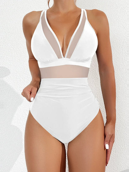 💥Last Day Special Sale 49% OFF💃Women's Mesh Ruched One-piece Swimsuit