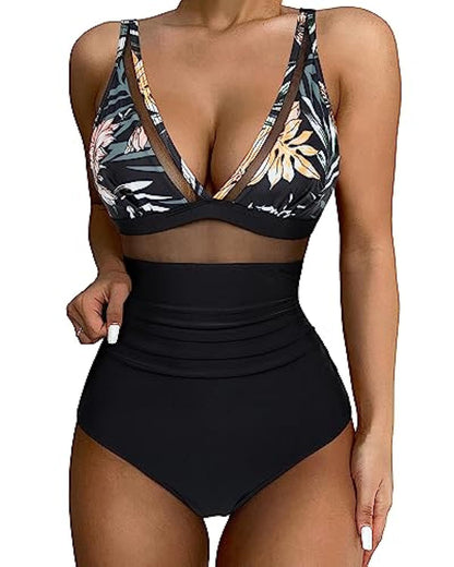 💥Last Day Special Sale 49% OFF💃Women's Mesh Ruched One-piece Swimsuit
