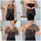 💜LAST DAY PROMOTION - 33%OFF💜Women's Strapless Frill Trim Shirred Tie Front Wide Leg Tube Romper