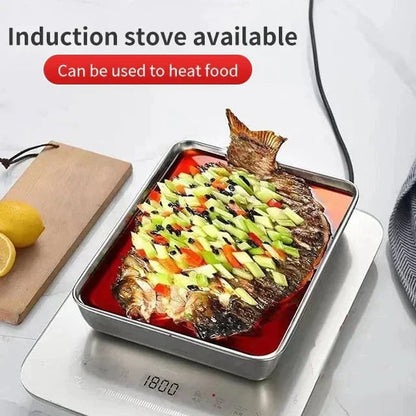 🔥LAST DAY 49% OFF-Stainless Steel Square Plate（With Lid）