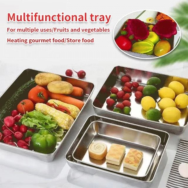 🔥LAST DAY 49% OFF-Stainless Steel Square Plate（With Lid）