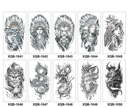 10 Sheets Art Waterproof Half Arm Temporary Tatto