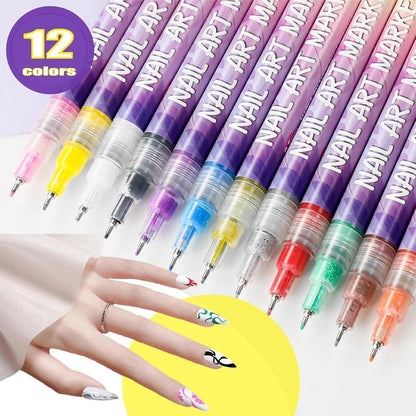 ⏰LAST WEEK SPECIAL PRICE: ￡9.99!!⏳12 Colors Nail Art Pens Set🎨💅