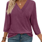 NEW🔥 Women's V Neck 3/4 Long Sleeve  Loose Fit  Tops
