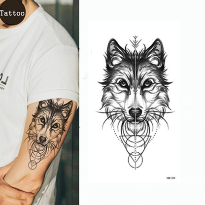 8 Sheets Wolf Totem Skull Forest Temporary Tattoo