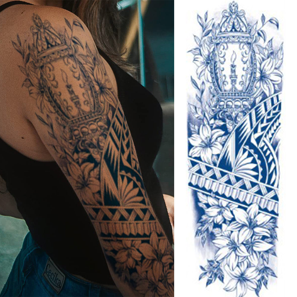 4 Sheets Cross Tribe Semi Permanent Full Arm Sleeves Tattoo