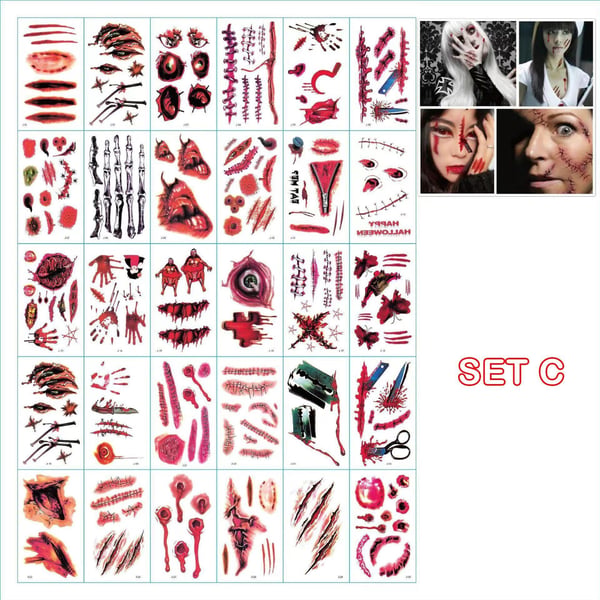 (🎃HALLOWEEN PRE SALE - 49% OFF) Halloween Prank Makeup Temporary Tattoo😈Easy To Remove