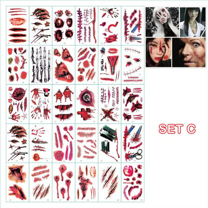 (🎃HALLOWEEN PRE SALE - 49% OFF) Halloween Prank Makeup Temporary Tattoo😈Easy To Remove