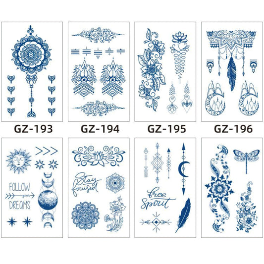 8 Sheets Semi-Permanent Tattoo Half Arm (18*11CM)